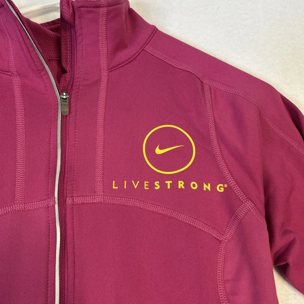 Nike Jacket Womens XS Pink Livestrong Dri Fit Track Running Full Zip 416336-694